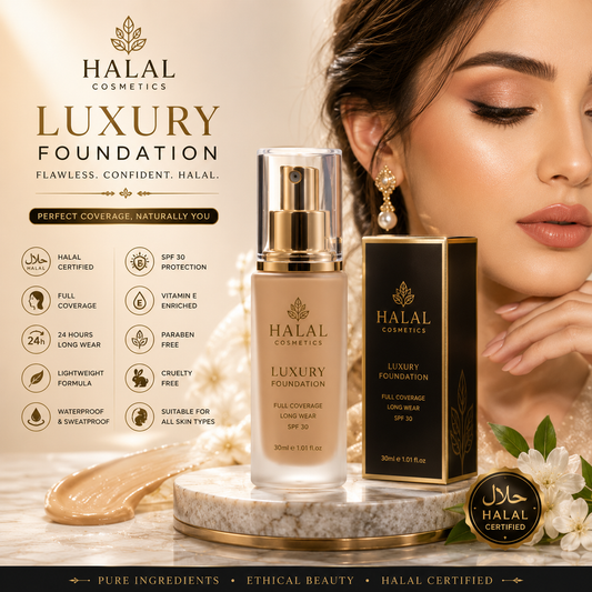 Halal Cosmetics Premium Foundation – SPF 30, Vitamin E & Long Lasting